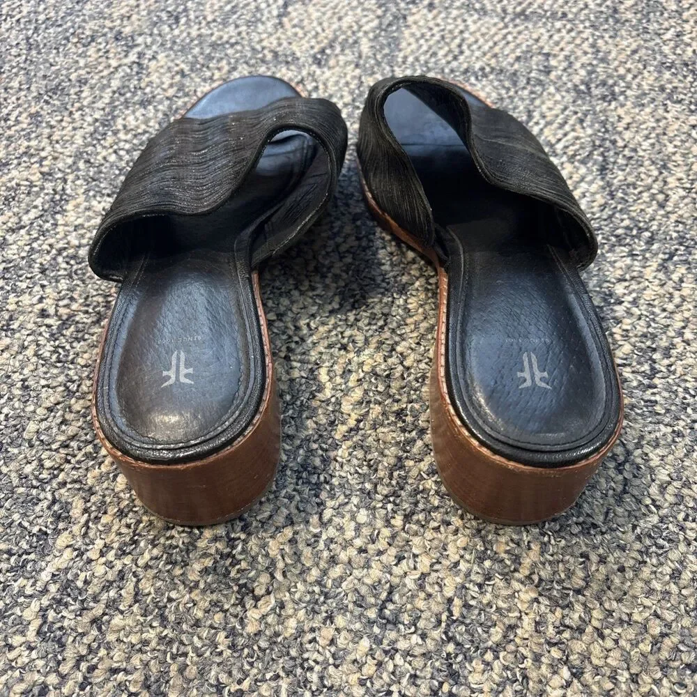 Frye Leather Cindy Mule Sandals Size 8.5 Black Heeled
